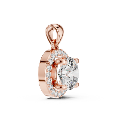 Solitaire Halo Diamond Necklace | Lab Created Fine Jewelry | Elegant Gift For Her Women