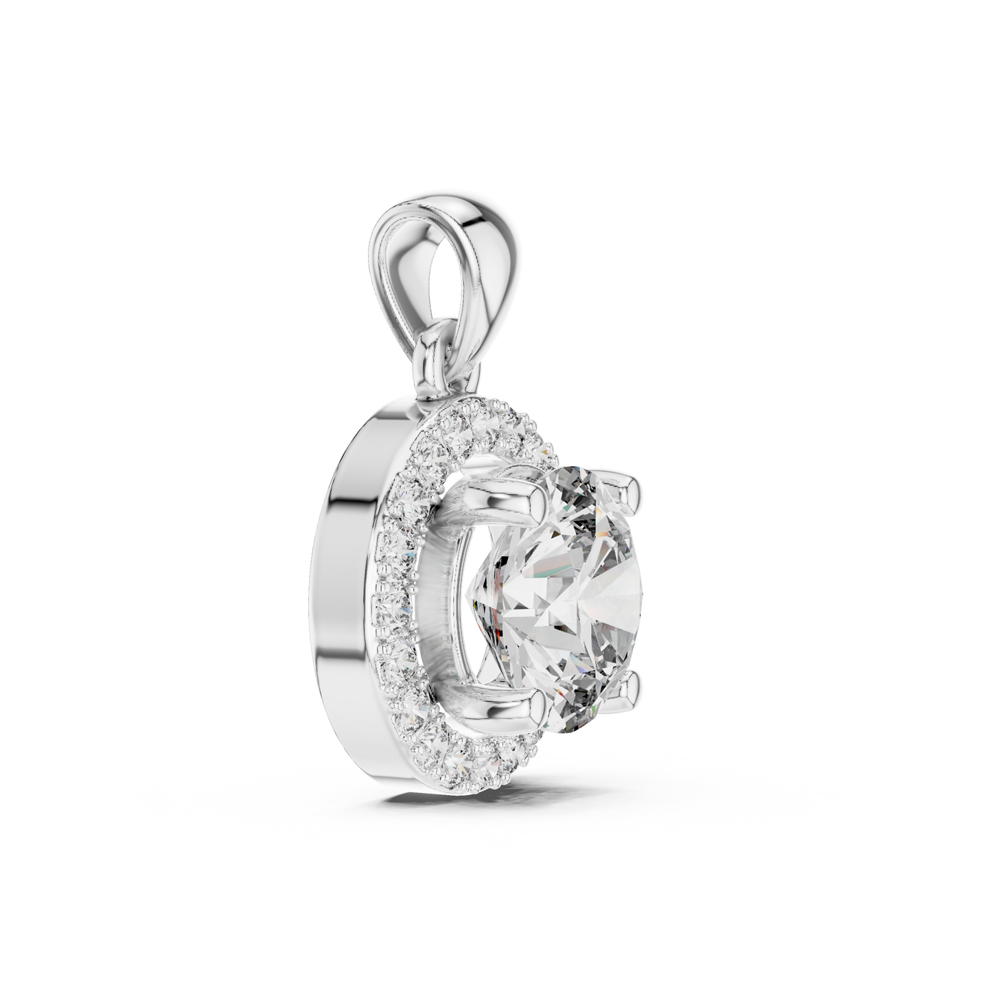 Solitaire Halo Diamond Necklace | Lab Created Fine Jewelry | Elegant Gift For Her Women