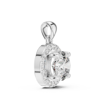 Solitaire Halo Diamond Necklace | Lab Created Fine Jewelry | Elegant Gift For Her Women