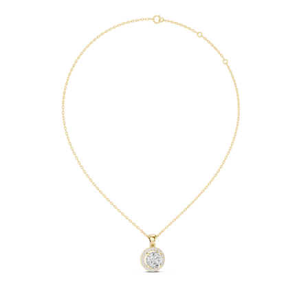 Solitaire Halo Diamond Necklace | Lab Created Fine Jewelry | Elegant Gift For Her Women