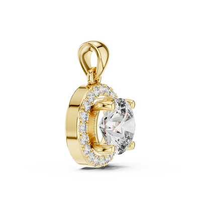 Solitaire Halo Diamond Necklace | Lab Created Fine Jewelry | Elegant Gift For Her Women