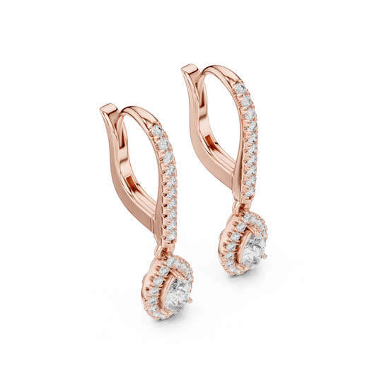 Pear Cut Diamond Drop Earrings in 14K Gold Main Front View