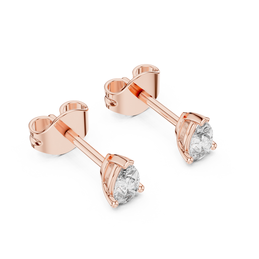 Pear Cut Lab Grown Diamond Gold Stud Earrings Front View