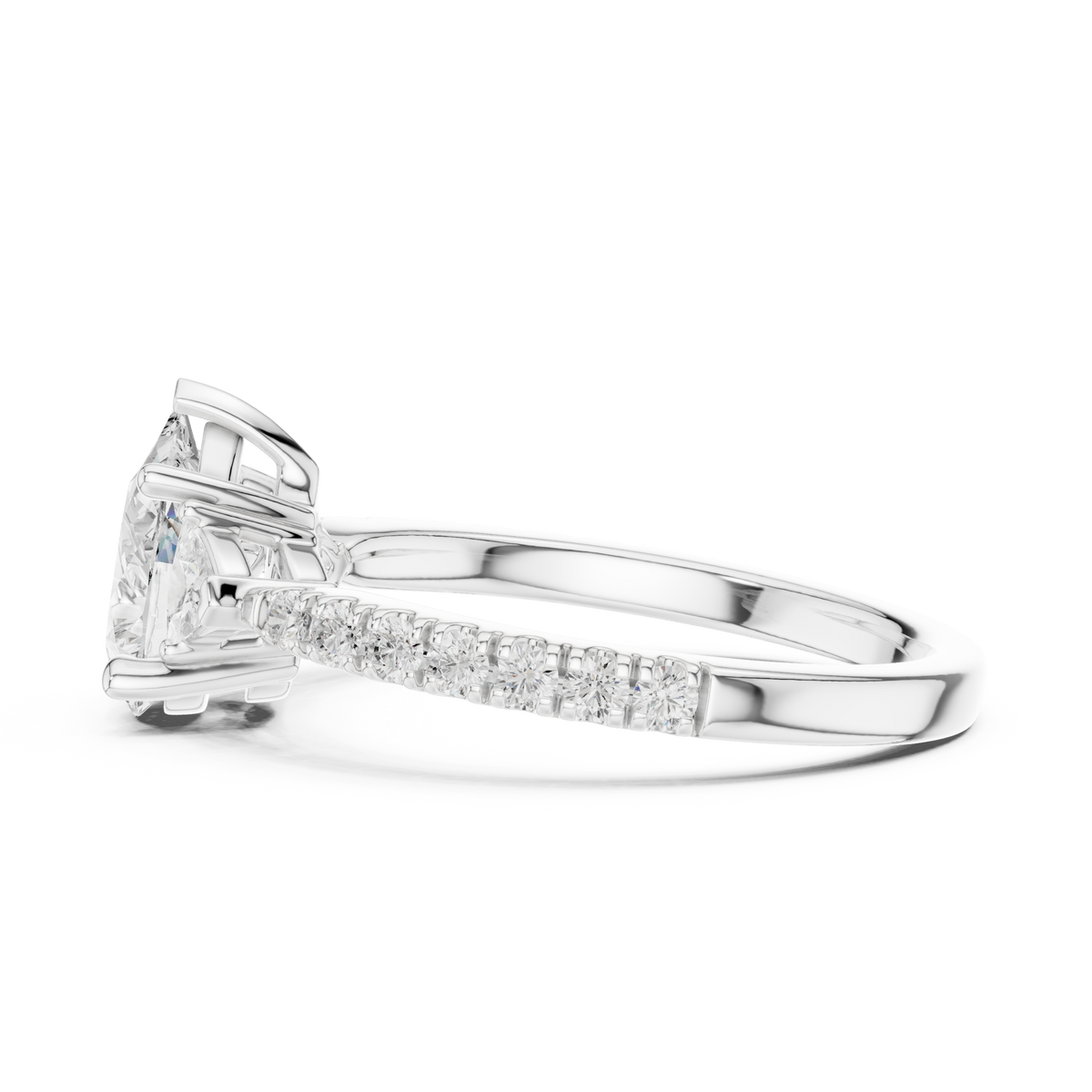 Pear Diamond Ring Technical CAD Scale Dimensions