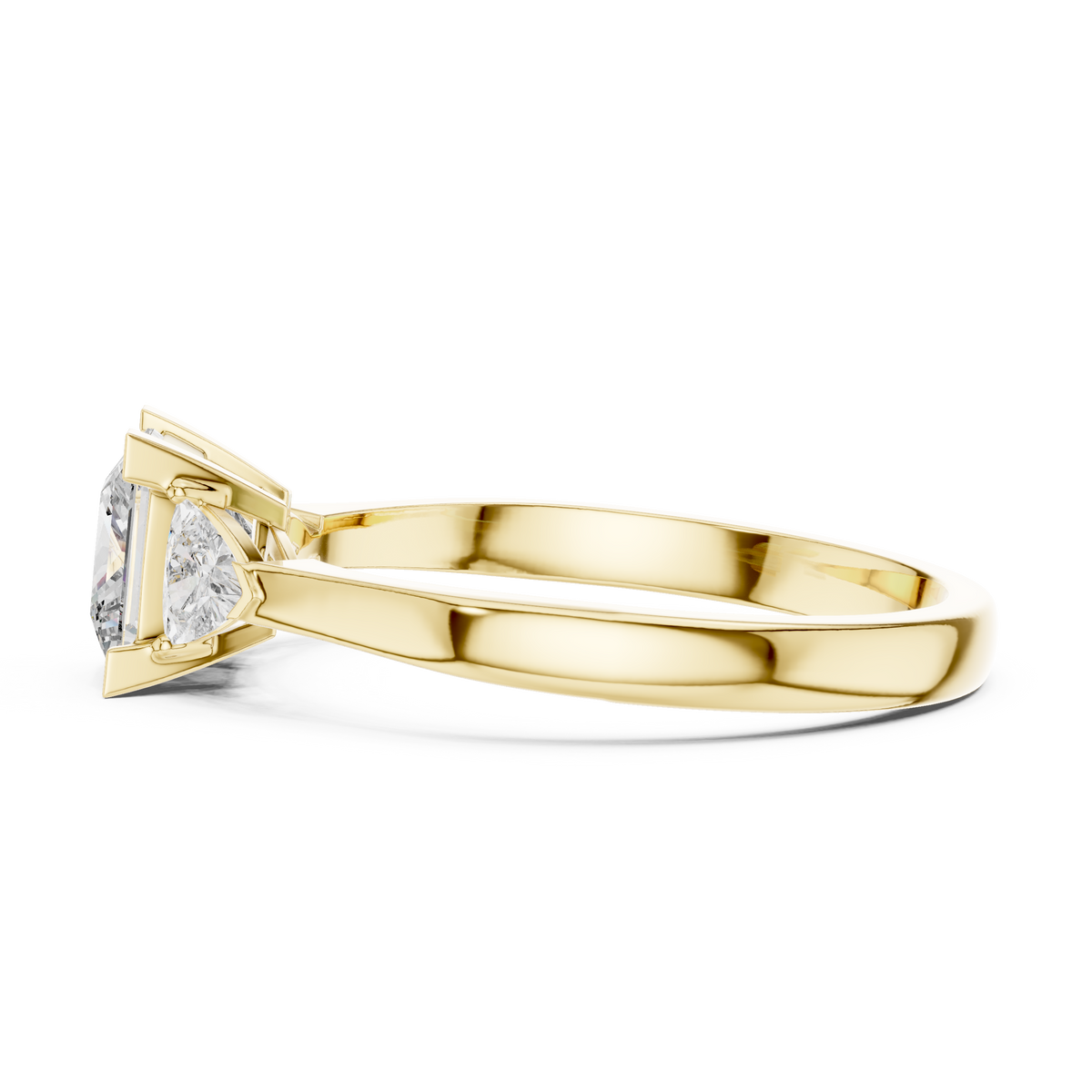 Perspective view showing the inner band curve and solid structure of the Bridal Engagement Princess Cut Lab Grown Diamond Ring in 14K gold, representing premium craftsmanship for a new year gift jewelry for wife.
