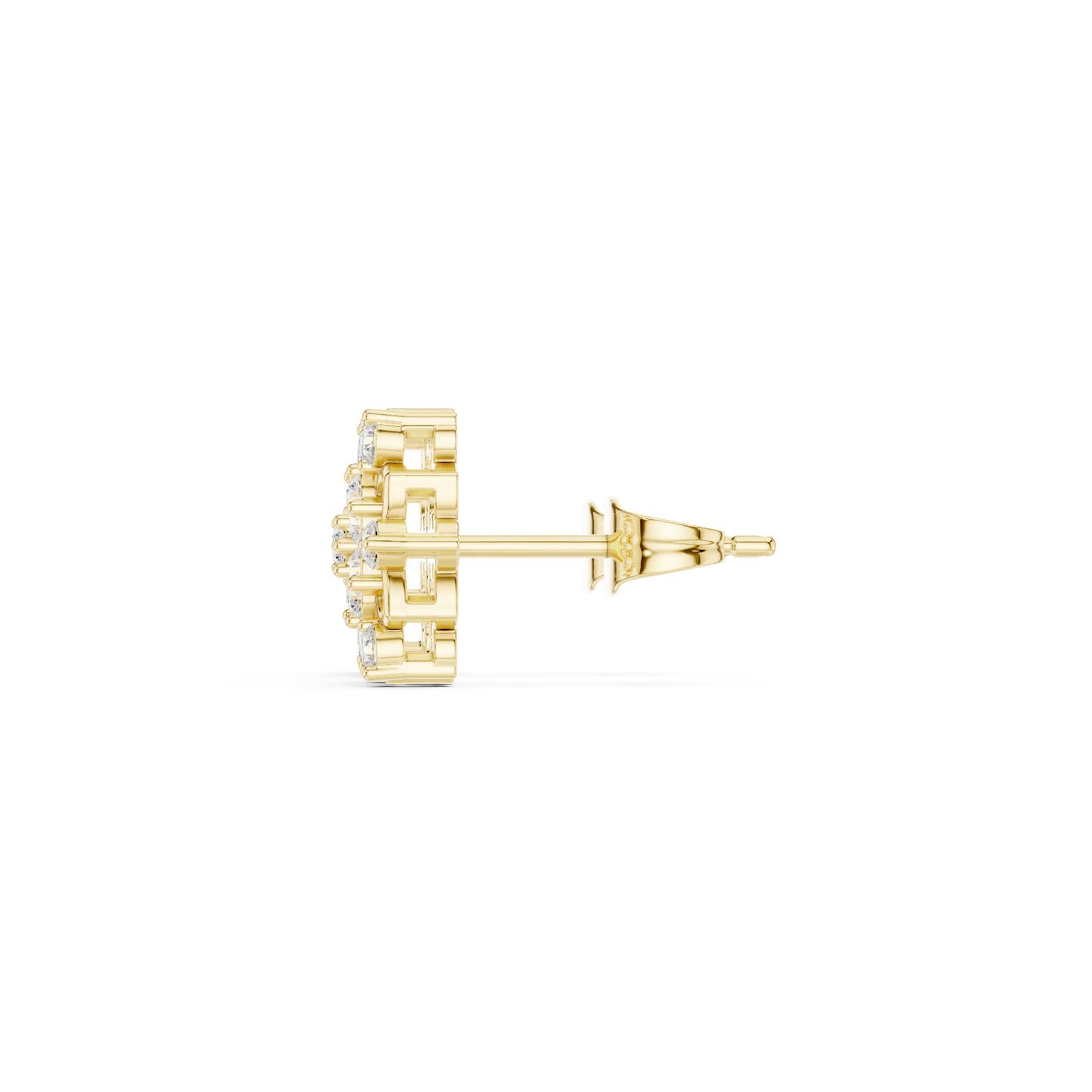 Premium 14K Gold Floral Earrings Featuring Round Lab Diamond Cluster Setting Floral Lab Diamond Earrings | 14K Gold Flower Studs | Lab Grown Diamond Jewelry | Bridal Flower Earrings | Unique Gift For Her | Floral Studs Comfort Fit Inner Shank Smooth Polish Luxury Daily Wear View Everyday Gold Stud Anniversary Gifts HB Prestige Jewels