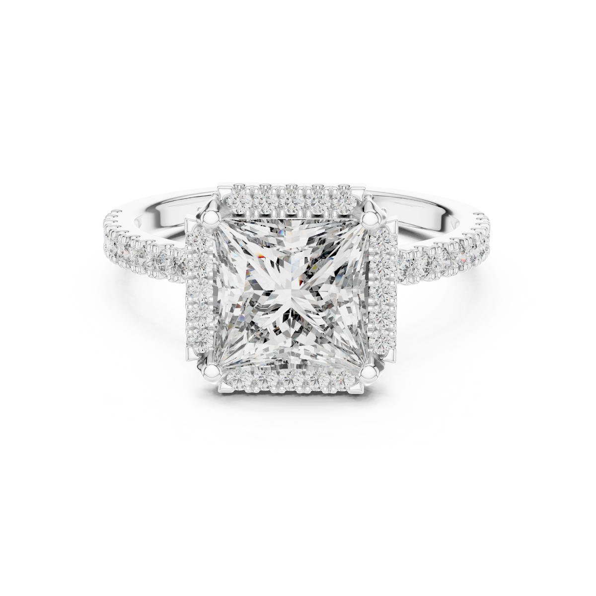 Premium 14K Gold Princess Cut Diamond Ring Inside Luxury Velvet Gift Box Perfect For Anniversary Gift For Her And Romantic Proposal Idea
