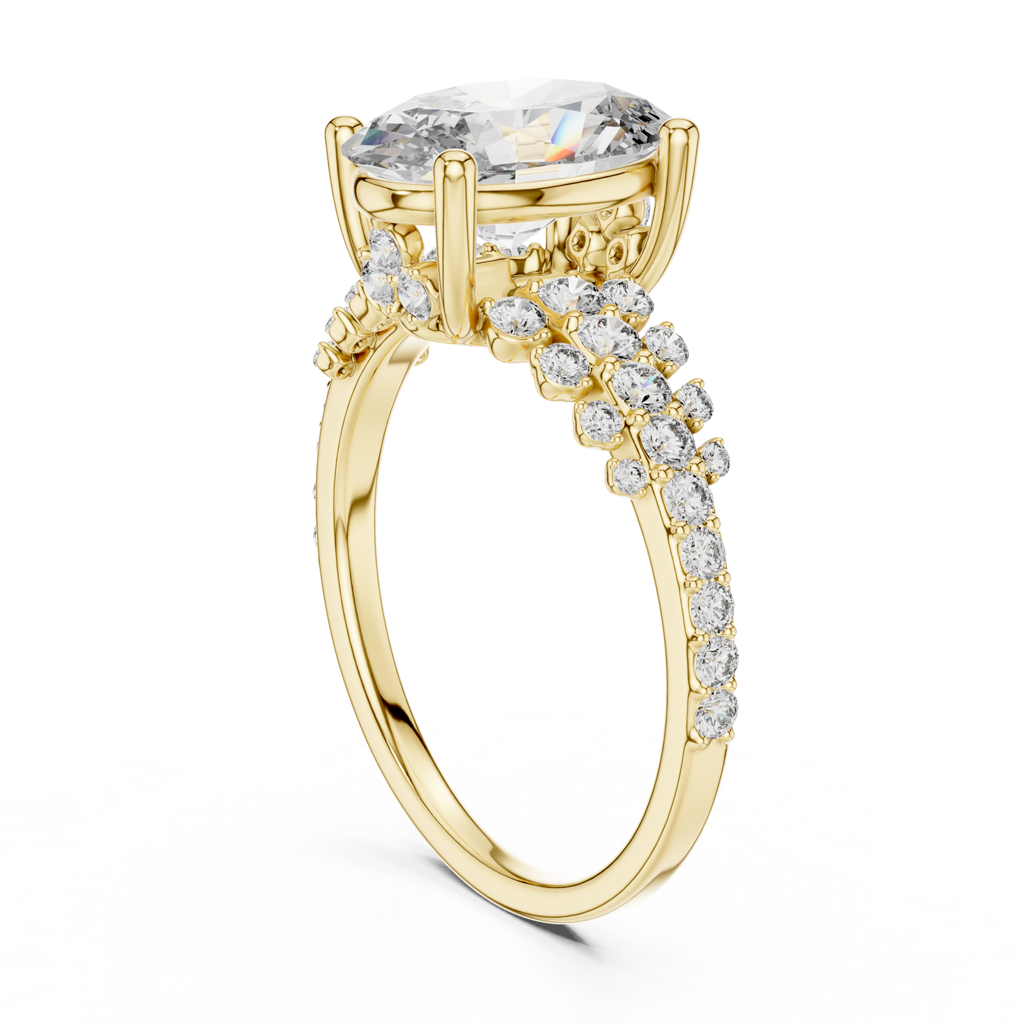 Premium Quality 2 Carat Oval Lab Grown Diamond Ring Hidden Halo Design For Anniversary Gift