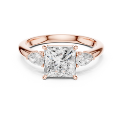 Princess Cut Lab Diamond Engagement Ring Front View