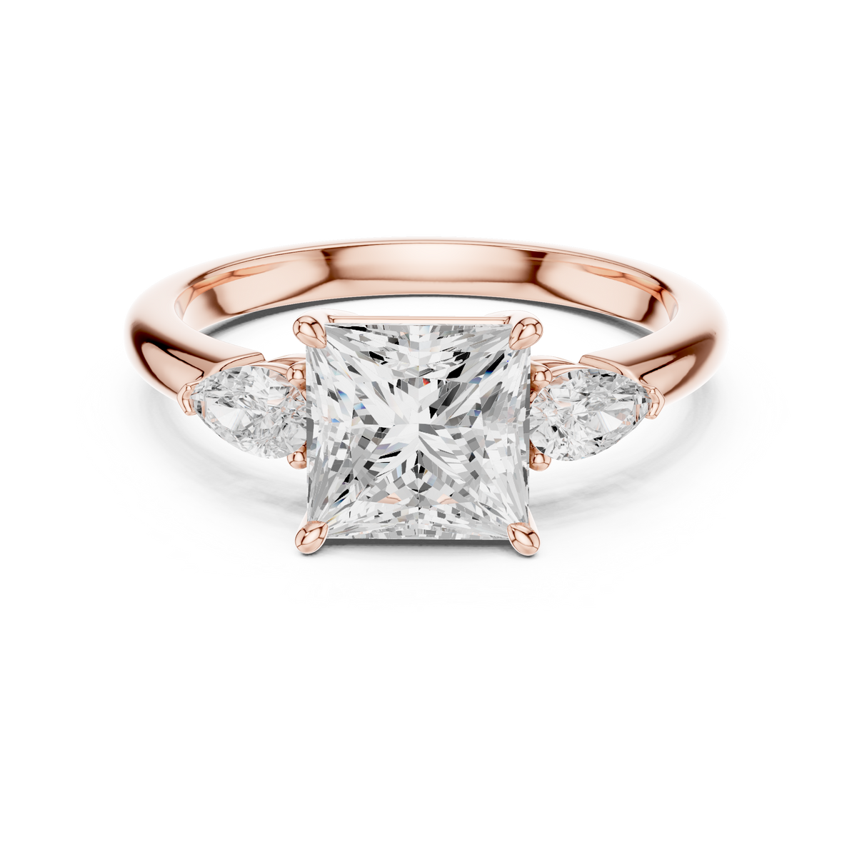 Princess Cut Lab Diamond Engagement Ring Front View