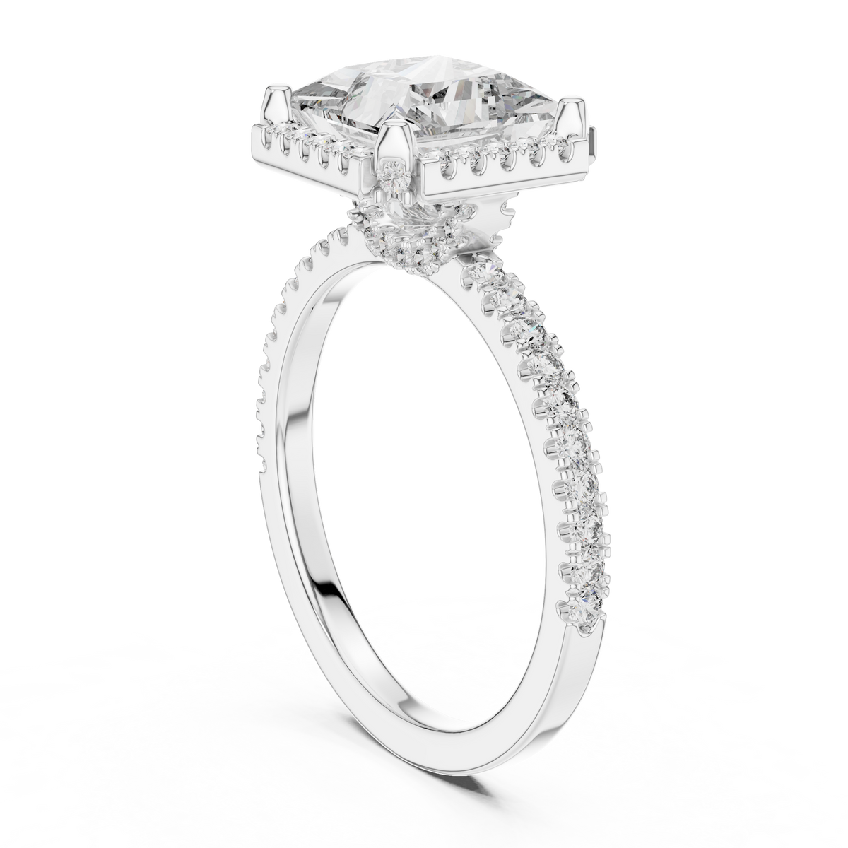 Princess Cut Lab Diamond Engagement Ring Stacked With Minimalist Wedding Band For Modern Bridal Set Styling And Wedding Inspiration
