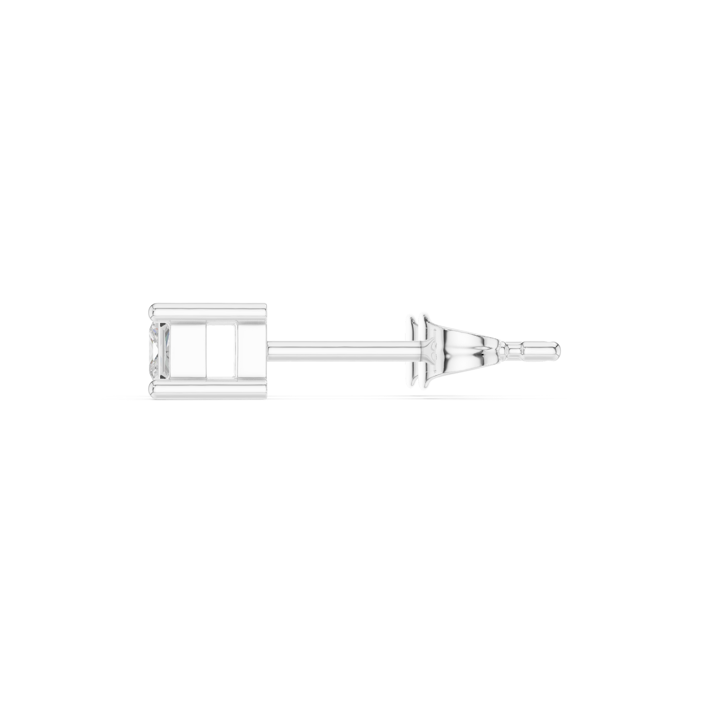Professional Studio Shot 14K Gold Princess Cut Diamond Earrings Classic Collet Setting High End Jewelry Piece