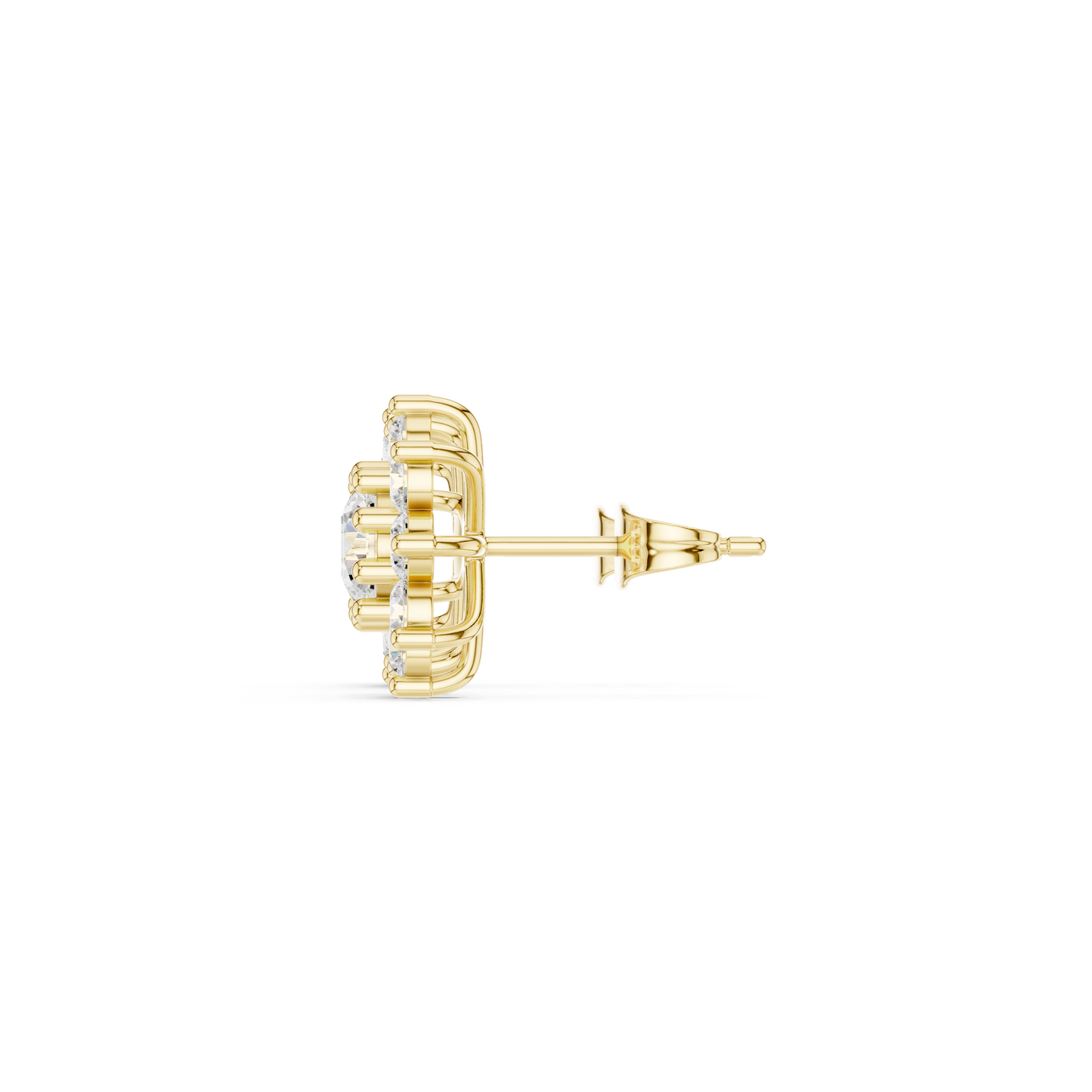 Professional Studio Shot Of 14K Gold Diamond Cluster Earrings For Etsy Listing 14K Gold Diamond Stud Earrings | Lab Grown Diamond Cluster Earrings | Bridal Wedding Jewelry | Anniversary Gift for Her | Minimalist Earrings Luxury Velvet Proposal Ring Gift Box Presentation Angle View Gift for Her Diamond Jewelry HB Prestige Jewels