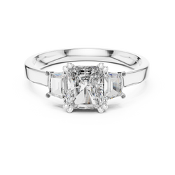 Radiant Three Stone Collet Setting CAD Technical View