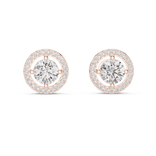 Round Cut Lab Grown Diamond Earring Front