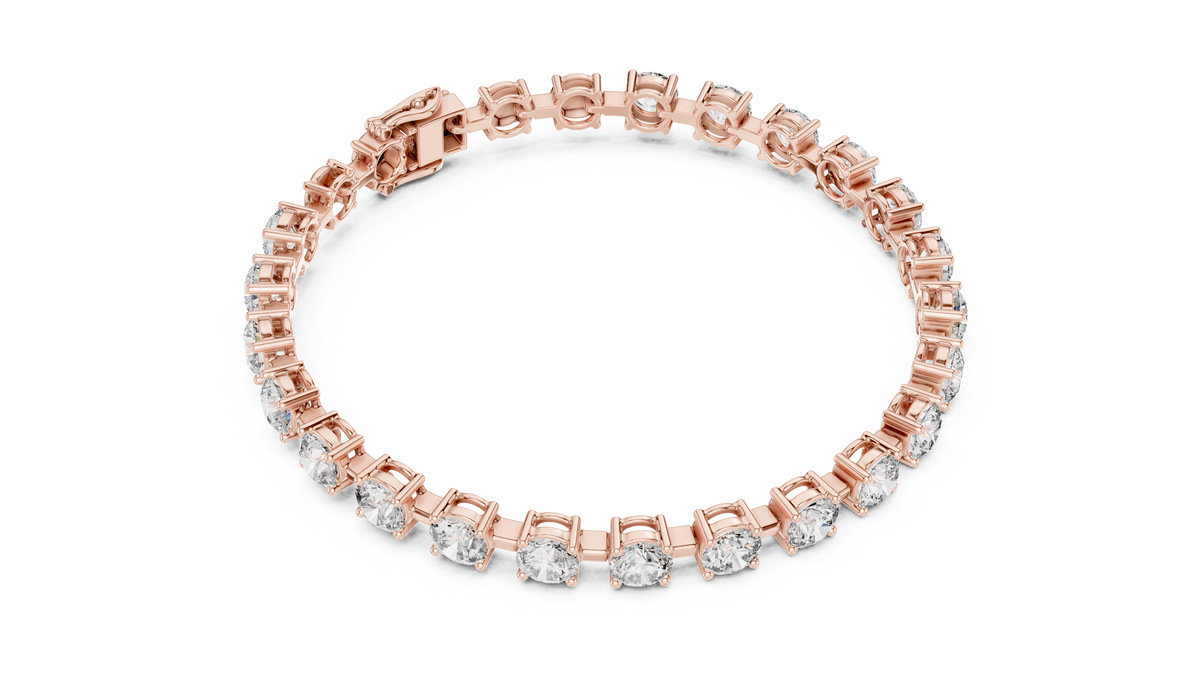 Round Lab Grown Diamond Tennis Bracelet On Hand Model