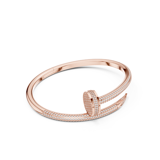 Premium Nail Shape Bracelet | Micro Pavé Diamond Bangle | Sophisticated Contemporary Jewelry For Women