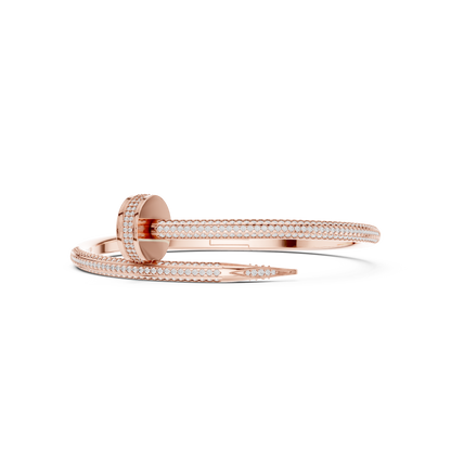 Premium Nail Shape Bracelet | Micro Pavé Diamond Bangle | Sophisticated Contemporary Jewelry For Women
