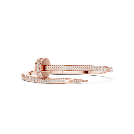 Premium Nail Shape Bracelet | Micro Pavé Diamond Bangle | Sophisticated Contemporary Jewelry For Women