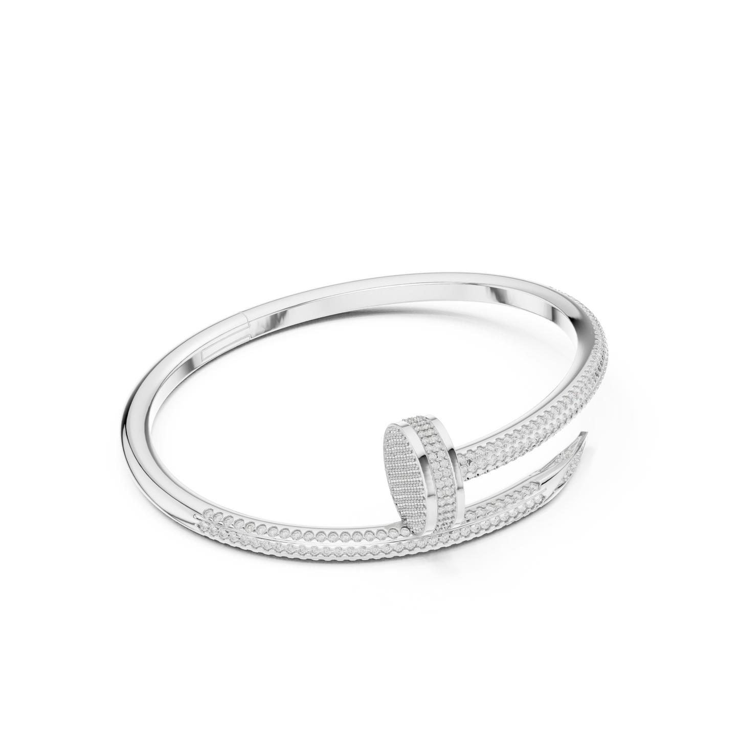 Premium Nail Shape Bracelet | Micro Pavé Diamond Bangle | Sophisticated Contemporary Jewelry For Women