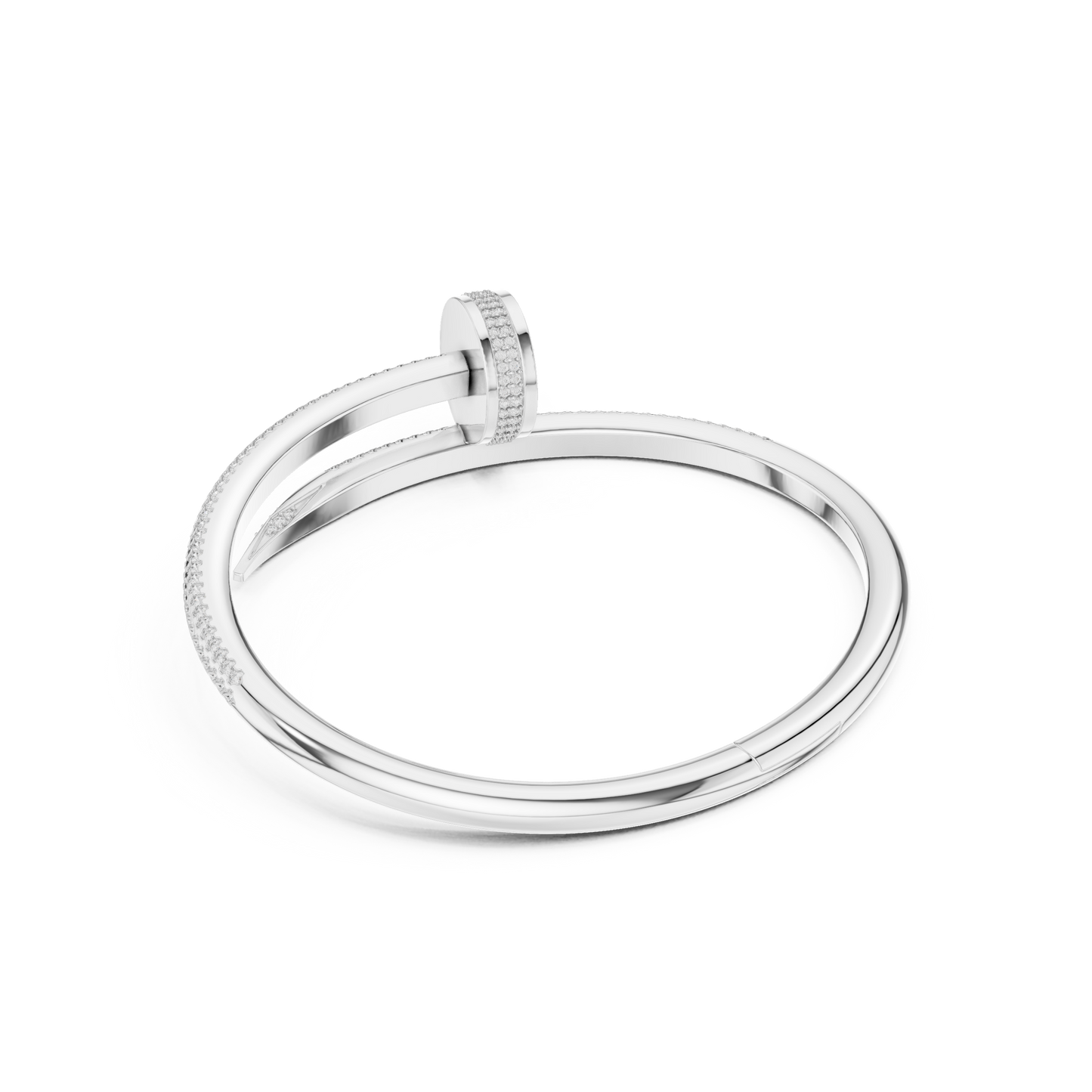 Premium Nail Shape Bracelet | Micro Pavé Diamond Bangle | Sophisticated Contemporary Jewelry For Women