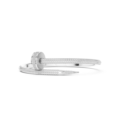 Premium Nail Shape Bracelet | Micro Pavé Diamond Bangle | Sophisticated Contemporary Jewelry For Women