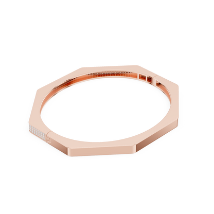 Octagon Diamond Bangle Luxury Statement Jewelry Modern Iced Gold Bracelet Design