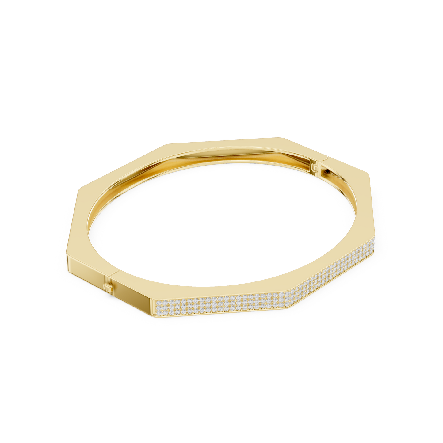 Octagon Diamond Bangle Luxury Statement Jewelry Modern Iced Gold Bracelet Design