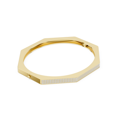 Octagon Diamond Bangle Luxury Statement Jewelry Modern Iced Gold Bracelet Design