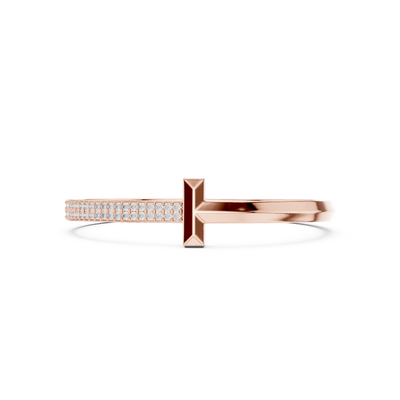 Modern T Lock Diamond Bangle | Refined Rose Gold Craftsmanship | Chic Luxury Daily Wear Bracelet