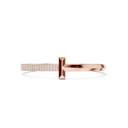 Modern T Lock Diamond Bangle | Refined Rose Gold Craftsmanship | Chic Luxury Daily Wear Bracelet