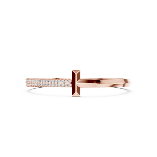 Modern T Lock Diamond Bangle | Refined Rose Gold Craftsmanship | Chic Luxury Daily Wear Bracelet