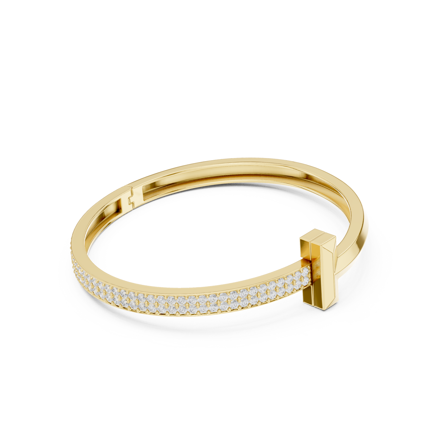 Modern T Lock Diamond Bangle | Refined Rose Gold Craftsmanship | Chic Luxury Daily Wear Bracelet