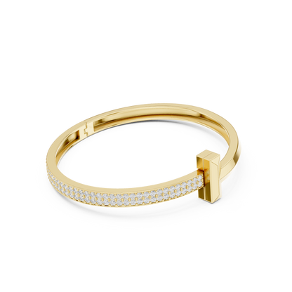Modern T Lock Diamond Bangle | Refined Rose Gold Craftsmanship | Chic Luxury Daily Wear Bracelet