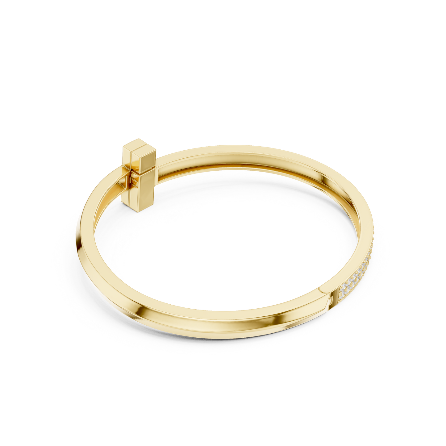 Modern T Lock Diamond Bangle | Refined Rose Gold Craftsmanship | Chic Luxury Daily Wear Bracelet
