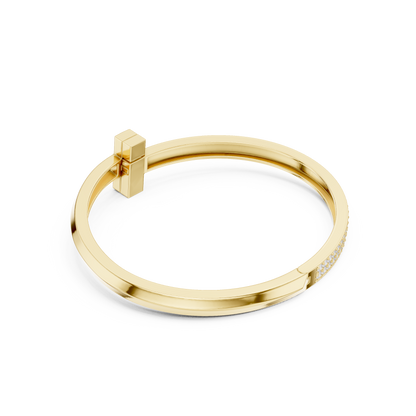 Modern T Lock Diamond Bangle | Refined Rose Gold Craftsmanship | Chic Luxury Daily Wear Bracelet
