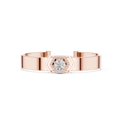 Hex Halo Diamond Bracelet | Bold Gold Cuff Design | Luxury Statement Jewelry For Modern Royals