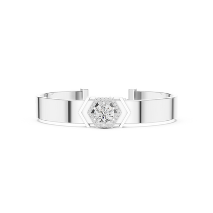 Hex Halo Diamond Bracelet | Bold Gold Cuff Design | Luxury Statement Jewelry For Modern Royals