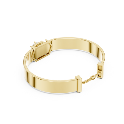 Hex Halo Diamond Bracelet | Bold Gold Cuff Design | Luxury Statement Jewelry For Modern Royals