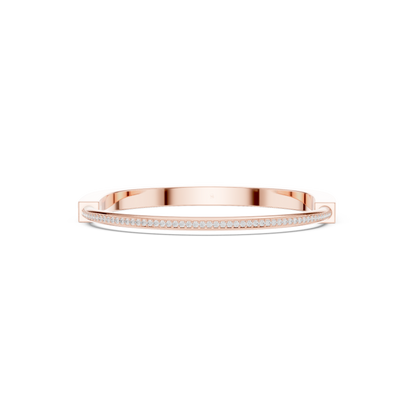 Geometric Diamond Cuff Bracelet | Rose Gold Plated Modern Design | Luxury Fine Jewelry Everyday Wear