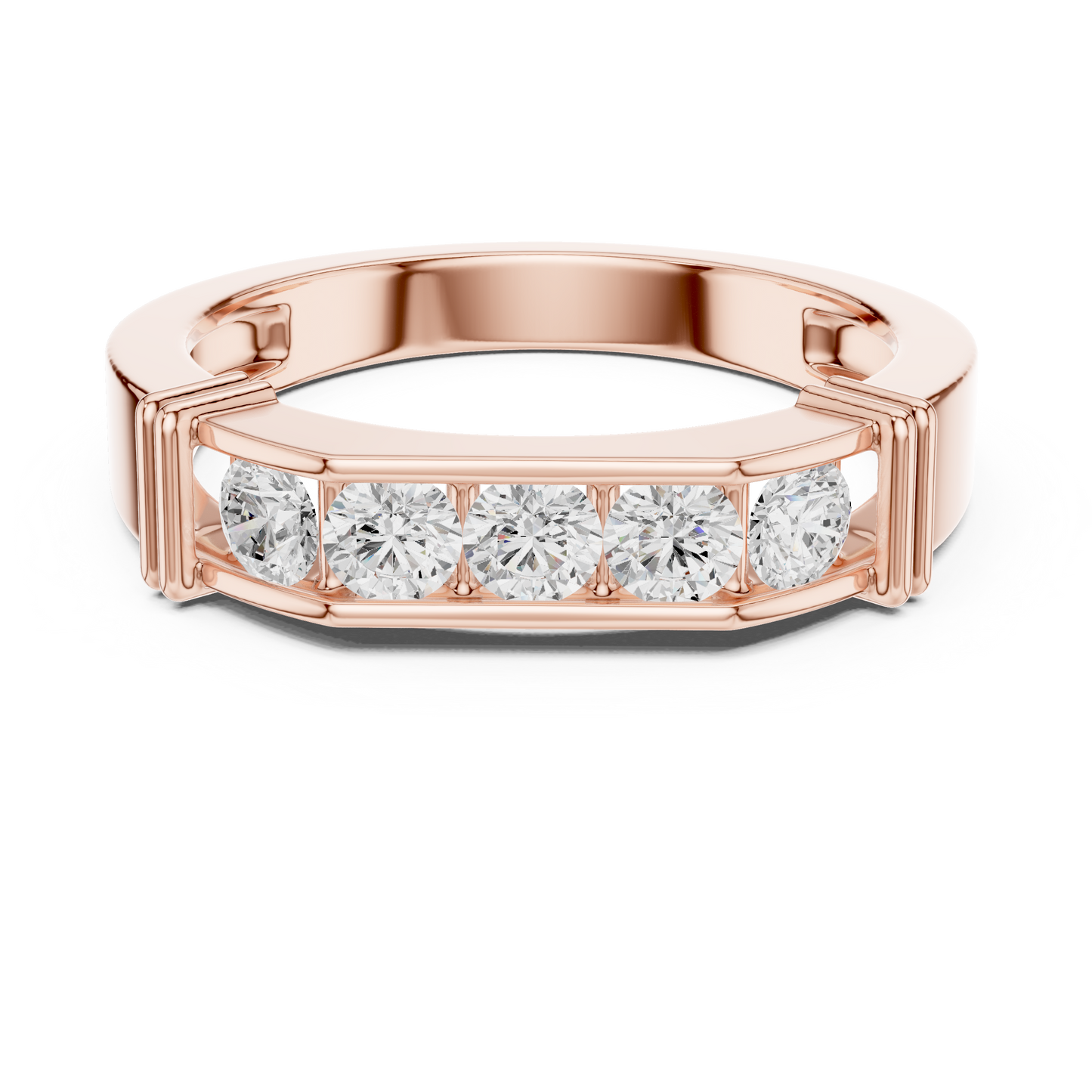 Five Stone Diamond Classic 925 Sterling Silver Band - Luxury Engagement Anniversary Ring