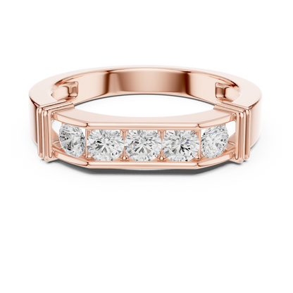 Five Stone Diamond Classic 925 Sterling Silver Band - Luxury Engagement Anniversary Ring