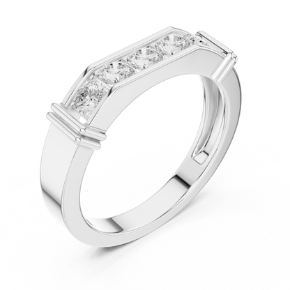 Five Stone Diamond Classic 925 Sterling Silver Band - Luxury Engagement Anniversary Ring