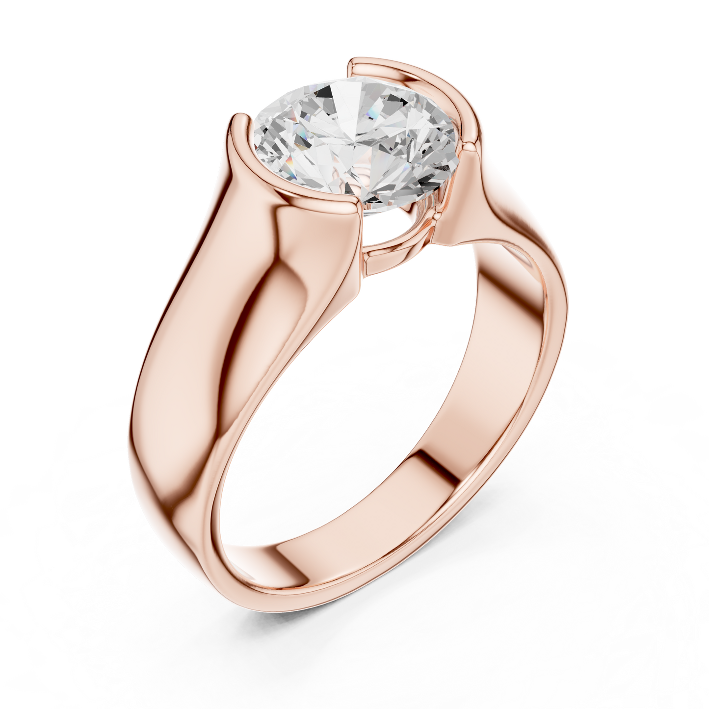 Heavy Bezel Diamond Ring | Sleek Solitaire Band | Luxury Modern 925 Sterling Silver Jewelry