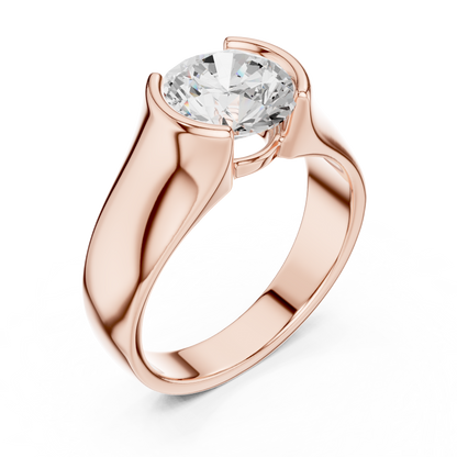 Heavy Bezel Diamond Ring | Sleek Solitaire Band | Luxury Modern 925 Sterling Silver Jewelry