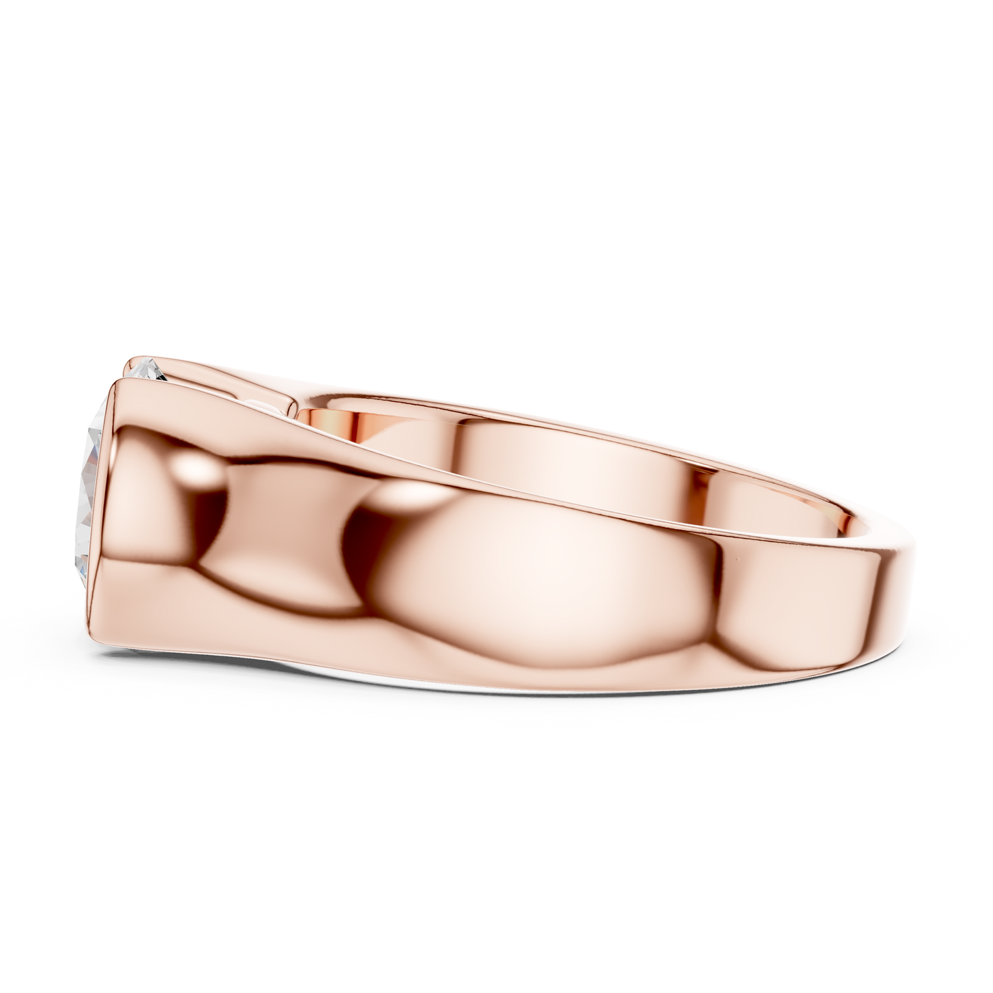 Heavy Bezel Diamond Ring | Sleek Solitaire Band | Luxury Modern 925 Sterling Silver Jewelry