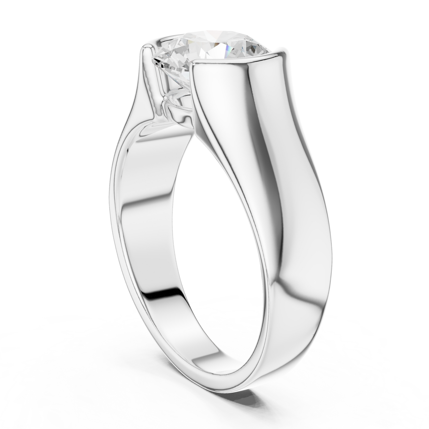 Heavy Bezel Diamond Ring | Sleek Solitaire Band | Luxury Modern 925 Sterling Silver Jewelry