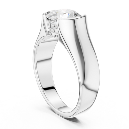 Heavy Bezel Diamond Ring | Sleek Solitaire Band | Luxury Modern 925 Sterling Silver Jewelry