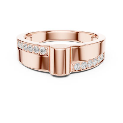 Exclusive Diamond Mens Band | Rose White Yellow Gold Plated | High Polish Modern Ring