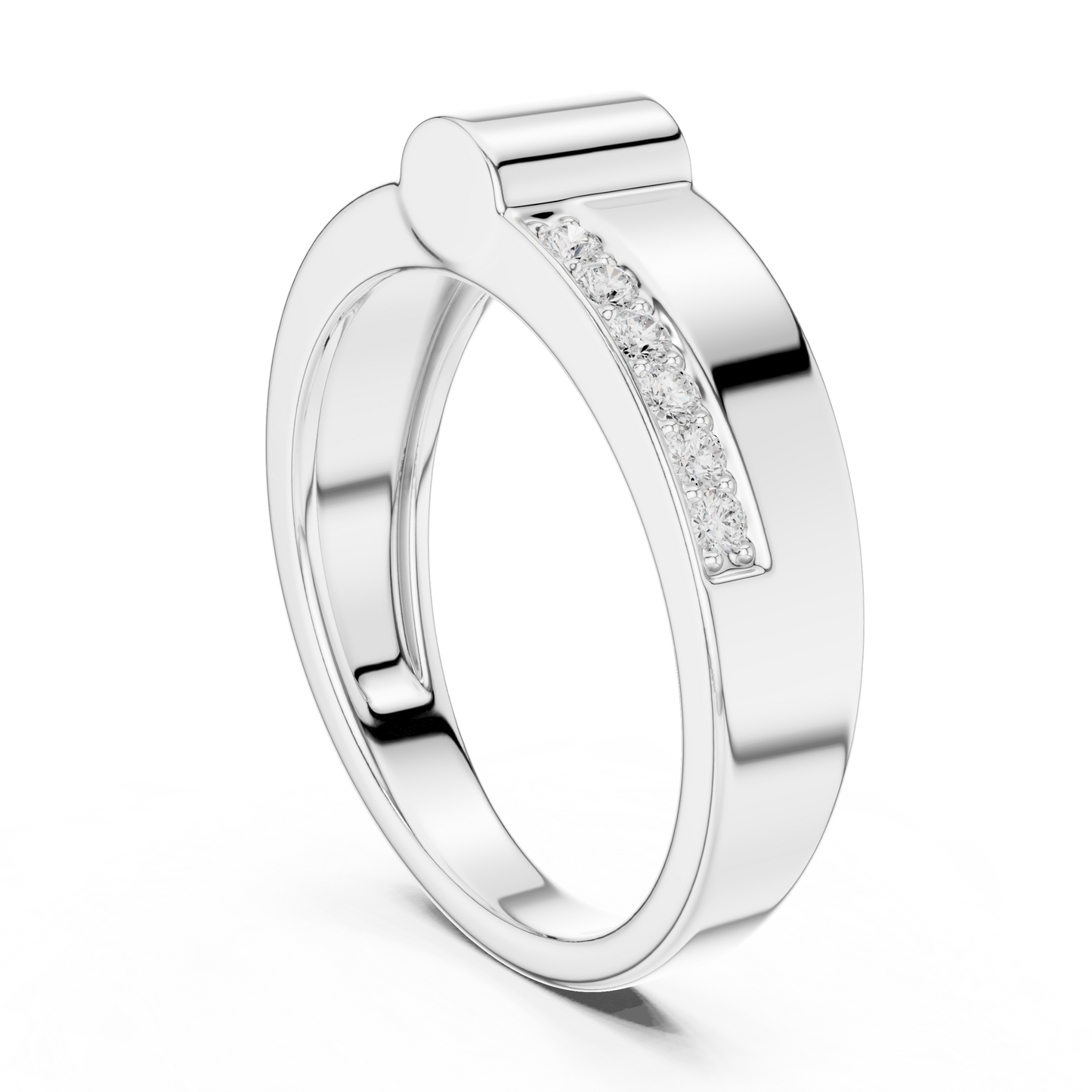 Exclusive Diamond Mens Band | Rose White Yellow Gold Plated | High Polish Modern Ring